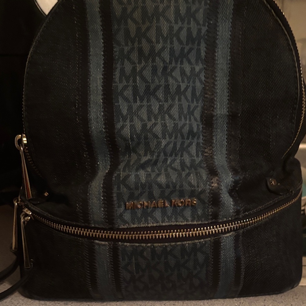 Michael Kors Black and Gray Monogram Backpack